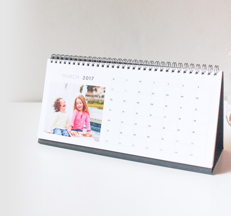Desk Calendar with sturdy black stand, perfect for all day memories