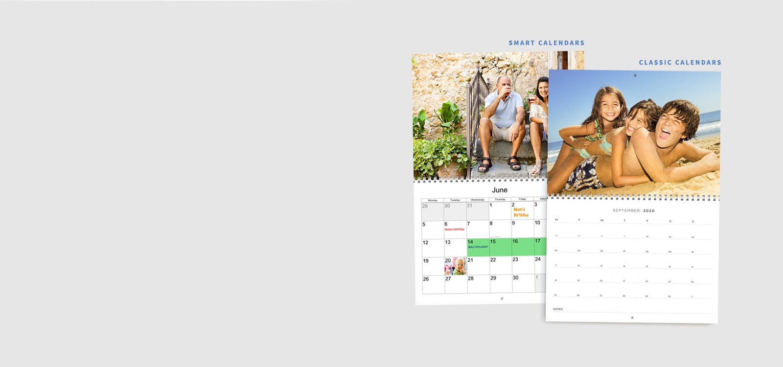 Calendars available in Classic or Smart styles