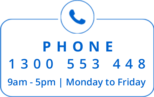 Call us on 1300 553 448 if you need help